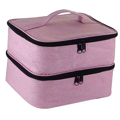 Gogogmee Für Nagellack Große Kulturbeutel Für Damen Tasche Mit Großem Fassungsvermögen Make-up-Organizer-Tasche Make-up-zubehör Reise-Kosmetiktasche Nylon Rosa von Gogogmee