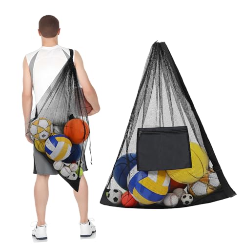 Gogogmee Rugby-Tasche Mesh-Taschen Mesh-balltasche Netztasche Für Bälle Fußballtaschen Für Ausrüstung Basketballtasche Für Bälle Balltaschen Mesh Tasche Für Sportausrüstung Black Segeltuch von Gogogmee