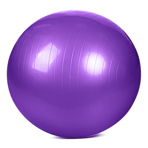 Gogogmee Yoga-Ball Wiederverwendbarer Gymnastikball Kernkugel Gleichgewichtstrainer Stabilitätsball Übungszubehör Großer Gymnastikball Yoga-zubehör Workout-Pilates-Ball Violett PVC von Gogogmee