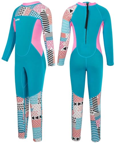 Gogokids Kinder Neoprenanzüge Thermische Bademode, Mädchen Einteiler Badeanzüge 2.5mm Neopren Taucheranzug Rash Guard Schnorchelanzug UV-Schutz 50+, S von Gogokids