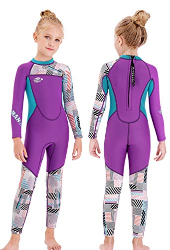 Gogokids Kinder Neoprenanzüge Thermische Bademode, Mädchen Einteiler Badeanzüge 2.5mm Neopren Taucheranzug Rash Guard Schnorchelanzug UV-Schutz 50+, S von Gogokids