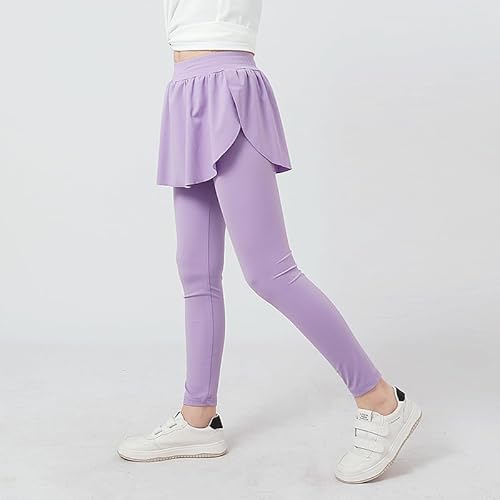 Gogokids Mädchen Sportleggings mit Rock - Kinder Lang Yoga Hose Tennisrock von Gogokids