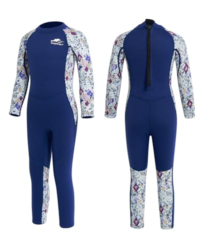 Gogokids Kinder Neoprenanzug - Mädchen Neopren Badeanzug Lang Ärmel, Rash Guard Einteilige Badebekleidung 2.5mm Taucheranzug Schnorchelanzug UV 50+ Sonnenschutz, M von Gogokids