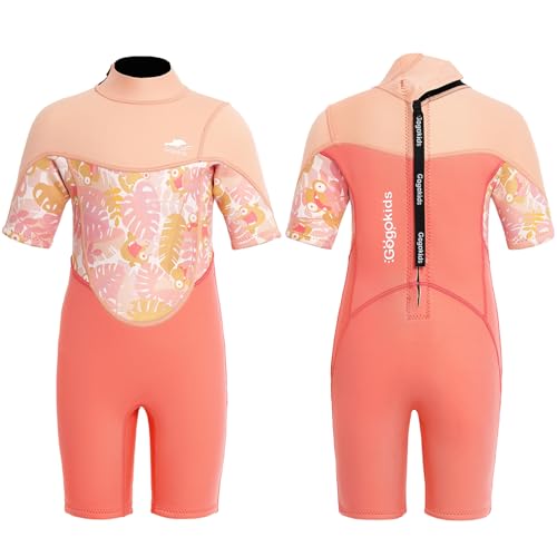 Gogokids Shorty Neoprenanzug Kinder, 2,5mm Neoprenanzüge Rückenreißverschluss Kleinkinder Kurze Nassanzüge Komfort & Wärme, UV Neopren für Schwimmen, Schnorcheln und Surfen, Alter 2-3 Mädchen, Rosa Gogokids Shorty Neoprenanzug Kinder, 2,5mm Neoprenanzüge Rückenreißverschluss Kleinkinder Kurze Nassanzüge Komfort & Wärme, UV Neopren für Schwimmen, Schnorcheln und Surfen, Alter 2-3 Mädchen, Rosa von Gogokids