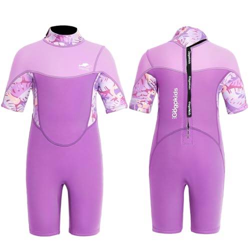 Gogokids Shorty Neoprenanzug Kinder, 2,5mm Neoprenanzüge Rückenreißverschluss Kleinkinder Kurze Nassanzüge Komfort & Wärme, UV Neopren für Schwimmen, Schnorcheln und Surfen, Alter 6-7 Mädchen, Violett Gogokids Shorty Neoprenanzug Kinder, 2,5mm Neoprenanzüge Rückenreißverschluss Kleinkinder Kurze Nassanzüge Komfort & Wärme, UV Neopren für Schwimmen, Schnorcheln und Surfen, Alter 6-7 Mädchen, Violett von Gogokids