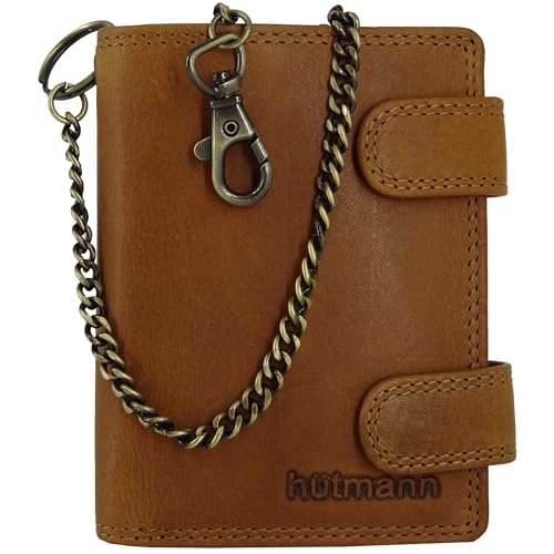 Hill Burry | Biker Geldbörse mit Kette für Herren I RFID Geldbeutel mit Kette in Vintage I Männer Portmonee Echtes Leder I Chain Wallets for Men | Biker Wallet (Hochformat, Braun) von Golden Deer