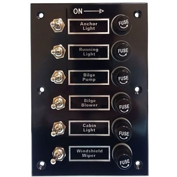 Goldenship 6 Switches Bakelite Panel With Fuse Holders 15a 12v Schwarz 115 x 165 mm Goldenship 6 Switches Bakelite Panel With Fuse Holders 15a 12v Schwarz 115 x 165 mm von Goldenship