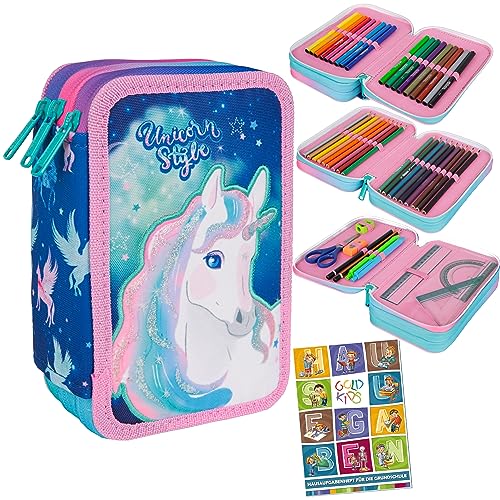 Federtasche 3-fache Federmappe Colorino Unicorn Einhorn Federmäppchen 46-teilig gefüllte Schüleretui Stifte und Pinsel inkl. Aufgabenheft Federbox Etui Stiftetasche Schlamper-Etui Schul-Etui Federtasche 3-fache Federmappe Colorino Unicorn Einhorn Federmäppchen 46-teilig gefüllte Schüleretui Stifte und Pinsel inkl. Aufgabenheft Federbox Etui Stiftetasche Schlamper-Etui Schul-Etui von Goldkids