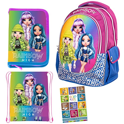 Goldkids 4er Set Schulranzen Ranzen Federmappe Turnbeutel Aufgabenheft Rainbow High Motiv geeignet ab der ersten Klasse der Grundschule Goldkids 4er Set Schulranzen Ranzen Federmappe Turnbeutel Aufgabenheft Rainbow High Motiv geeignet ab der ersten Klasse der Grundschule von Goldkids