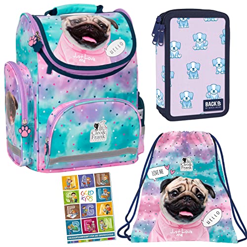 Goldkids 4er Set Schulranzen Ranzen Tornister Federmappe Turnbeutel Turnsack Aufgabenheft für die Grundschule Cleo & Frank Hund Dog Motiv Goldkids 4er Set Schulranzen Ranzen Tornister Federmappe Turnbeutel Turnsack Aufgabenheft für die Grundschule Cleo & Frank Hund Dog Motiv von Goldkids