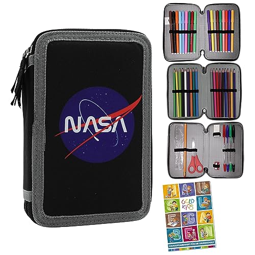 Goldkids Federmappe NASA Federmäppchen Federtasche XXL Schüleretui Federtasche Federpenal Schulmäppchen schwarz 3 Fächer 45-teilig gefüllt inkl Hausaufgabenheft Goldkids Federmappe NASA Federmäppchen Federtasche XXL Schüleretui Federtasche Federpenal Schulmäppchen schwarz 3 Fächer 45-teilig gefüllt inkl Hausaufgabenheft von Goldkids