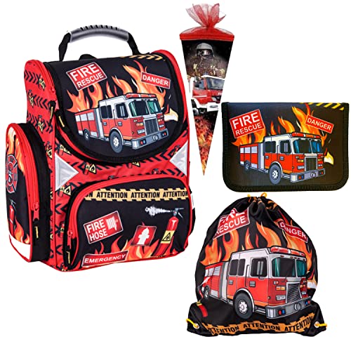 Goldkids Feuerwehr Firefighters Schulranzen Grundschule ergonomischer Ranzen Federmappe Federtasche Federmäppchen ohne Inhalt Turnbeutel Zuckertüte 4er Set Fire Goldkids Feuerwehr Firefighters Schulranzen Grundschule ergonomischer Ranzen Federmappe Federtasche Federmäppchen ohne Inhalt Turnbeutel Zuckertüte 4er Set Fire von Goldkids