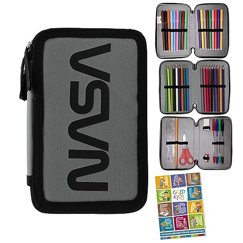Goldkids NASA Federmappe Federmäppchen Federtasche XXL Schüleretui Federtasche Federpenal Schulmäppchen grau 3 Fächer 45-teilig gefüllt inkl Hausaufgabenheft Goldkids NASA Federmappe Federmäppchen Federtasche XXL Schüleretui Federtasche Federpenal Schulmäppchen grau 3 Fächer 45-teilig gefüllt inkl Hausaufgabenheft von Goldkids