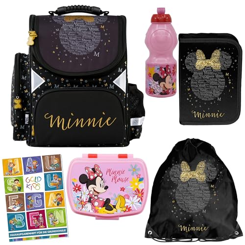 Goldkids - Schulranzen für Jungen und Mädchen - Schul-Rucksack für Kinder mit Federmäppchen - Schuhbeutel, Brotdose, Trinkflasche und Hausaufgabenheft - Minnie Maus Motiv - 1-3 Klasse Goldkids - Schulranzen für Jungen und Mädchen - Schul-Rucksack für Kinder mit Federmäppchen - Schuhbeutel, Brotdose, Trinkflasche und Hausaufgabenheft - Minnie Maus Motiv - 1-3 Klasse von Goldkids