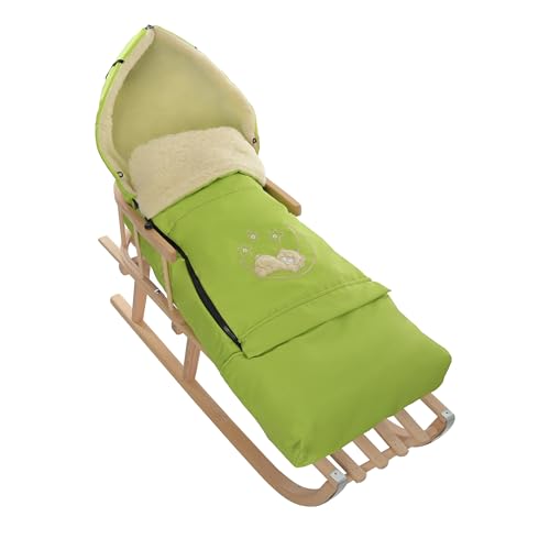 Holzschlitten Kinderschlitten aus Buchenholz Rückenlehne Zugseil + Winterfußsack Schlittensack Fußsack Grün Schlitten Kinderwagen Holzschlitten Kinderschlitten aus Buchenholz Rückenlehne Zugseil + Winterfußsack Schlittensack Fußsack Grün Schlitten Kinderwagen von Goldkids
