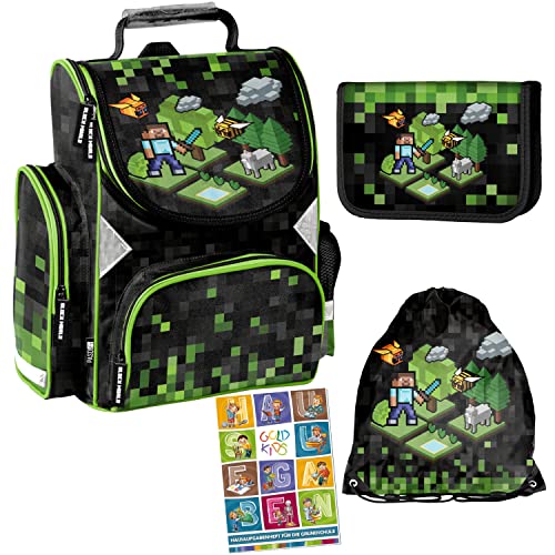 Schulranzen Set Game Pixel ergonomischer Ranzen Federmappe Turnbeutel Aufgabenheft für die Grundschule 4er Set. Geeignet ab der ersten Klasse der Grundschule. Schulranzen Set Game Pixel ergonomischer Ranzen Federmappe Turnbeutel Aufgabenheft für die Grundschule 4er Set. Geeignet ab der ersten Klasse der Grundschule. von Goldkids