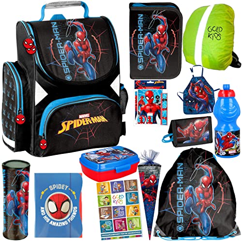 Schulranzen Set XXL 13 Teile Marvel Spiderman Ranzen Federmappe Zuckertüte Geldbeutel Brotdose Trinkflasche Aufgabenheft für die Grundschule 13er Set Lizenzartikel Marvel Spiderman Spider-Man Schulranzen Set XXL 13 Teile Marvel Spiderman Ranzen Federmappe Zuckertüte Geldbeutel Brotdose Trinkflasche Aufgabenheft für die Grundschule 13er Set Lizenzartikel Marvel Spiderman Spider-Man von Goldkids