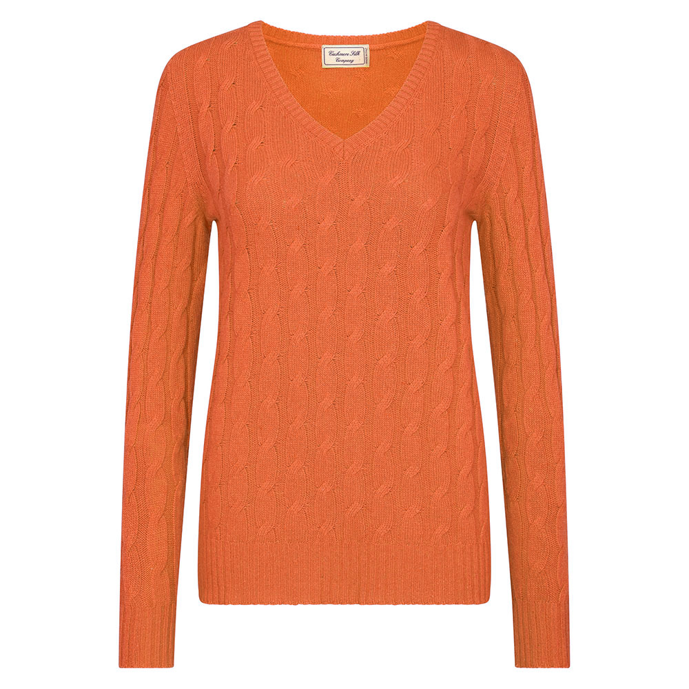'Cashmere & Silk Co. Damen Zopf Pullover V-Aus. orange' 'Cashmere & Silk Co. Damen Zopf Pullover V-Aus. orange' von 'Golf und Günstig'