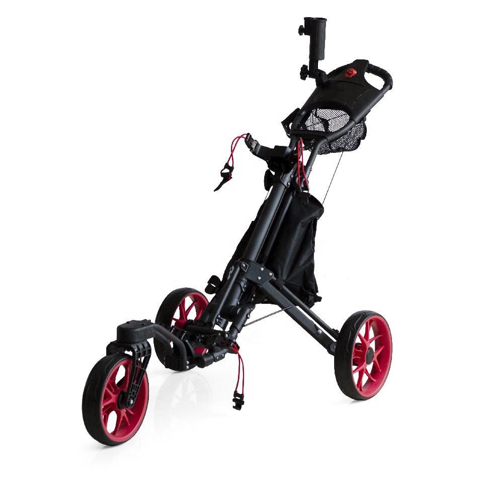 GolfRolfe Golftrolley GolfRolfe 14392 Premium Golf Trolley in schwarz mit roten Reifen von GolfRolfe