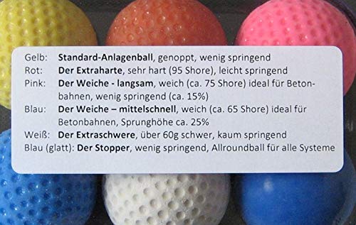 Golfas PRO-Set Minigolfbälle: 6X Minigolfball in verschiedenen Härten der Bälle von Golfas