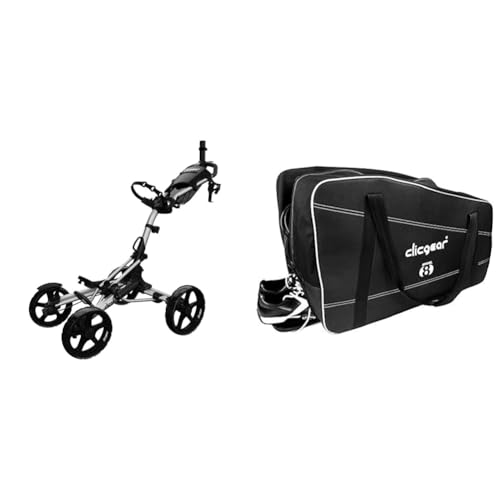 Clicgear Golf-Trolley Clicgear 8.0+, Unisex, silberfarben, UK-Einheitsgröße, Clicgear 8 Golf-Trolley-Aufbewahrungstasche, schwarz von Golfoy