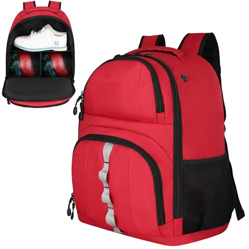 Bowling-Rucksack mit 2 Bällen, Bowlingball-Tasche mit Schuhfach und portektiver Schaumstoffpolsterung, passend für Bowlingschuhe bis US-Herrengröße 44 und Zubehör von Goloni