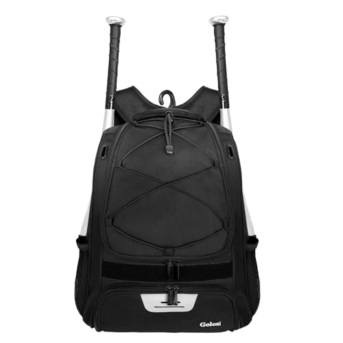 Goloni Baseball-Rucksack für Erwachsene und Jugendliche, Baseball- und Softball-Ausrüstungstaschen, Schlägertasche, Schuhfach und Zaunhaken von Goloni