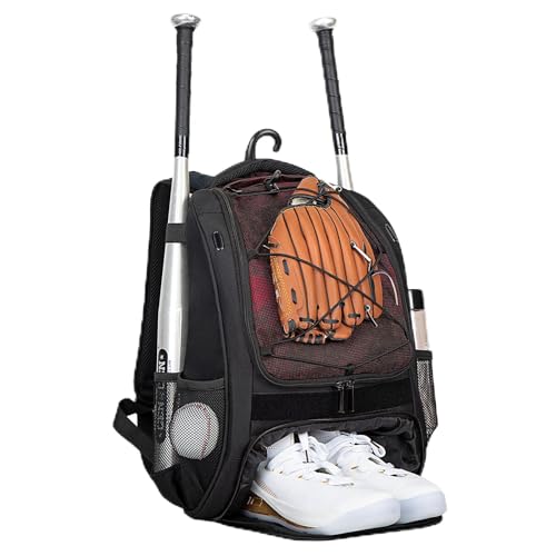 Goloni Baseball-Tasche, Softball-Tasche mit Schuhfach, Baseball-Rucksack mit Zaunhaken für TBallschläger und Ausrüstung von Goloni
