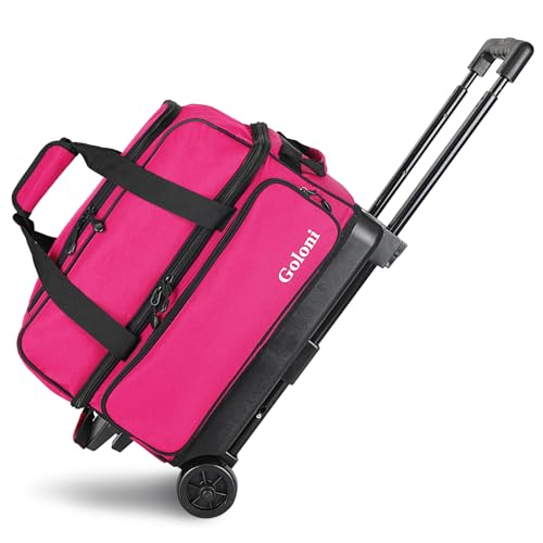Goloni Bowlingtasche mit 2 Rollen und separatem Schuhfach, 2 Ball-Bowlingtaschen mit Rollen, einziehbarer Griff, ausziehbar auf 101,6 cm Goloni Bowlingtasche mit 2 Rollen und separatem Schuhfach, 2 Ball-Bowlingtaschen mit Rollen, einziehbarer Griff, ausziehbar auf 101,6 cm von Goloni
