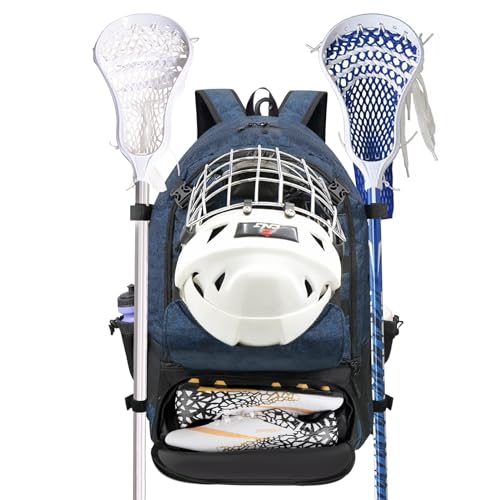 Goloni Lacrosse-Tasche - Extra großer Lacrosse-Rucksack mit zwei Schlägerhalter und separatem Stollenfach für Feldhockey von Goloni