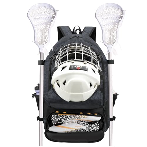 Goloni Lacrosse Tasche - Extra großer Lacrosse-Rucksack mit zwei Schlägerhalter und separatem Stollenfach von Goloni