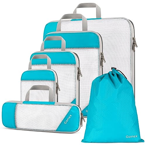 Compression Packing Cube 6-teilig, Gonex robust & langlebig | Verpackungswürfel, Packtaschen, Kleidertasche, Koffer-Organizer, Aufbewahrungstasche - Blau Compression Packing Cube 6-teilig, Gonex robust & langlebig | Verpackungswürfel, Packtaschen, Kleidertasche, Koffer-Organizer, Aufbewahrungstasche - Blau von Gonex
