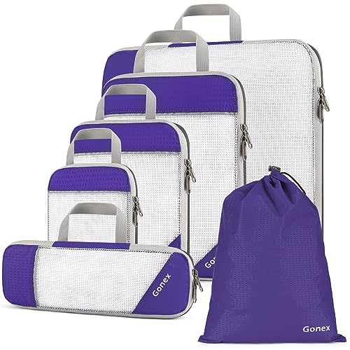 Compression Packing Cube 6-teilig, Gonex robust & langlebig Verpackungswürfel, Packtaschen, Kleidertasche, Koffer, Organizer, Aufbewahrungstasche, Lila Compression Packing Cube 6-teilig, Gonex robust & langlebig Verpackungswürfel, Packtaschen, Kleidertasche, Koffer, Organizer, Aufbewahrungstasche, Lila von Gonex