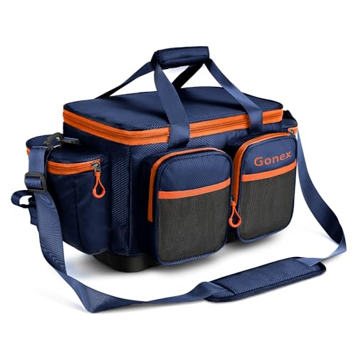 Gonex Angeltasche, Wasserabweisende Aufbewahrungstasche aus Polyestermaterial mit gepolstertem Schultergurt und Rutschfester Unterseite, geeignet für 3600 3700 Tackle Box, Blau Gonex Angeltasche, Wasserabweisende Aufbewahrungstasche aus Polyestermaterial mit gepolstertem Schultergurt und Rutschfester Unterseite, geeignet für 3600 3700 Tackle Box, Blau von Gonex