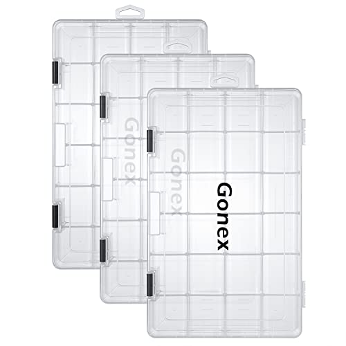 Gonex Köderboxen Angeln, 3700 Tackle Boxes 3 Stück, Transparente Kunststoff Angelbox 24 Gitter mit Verstellbaren Trennwänden für Angelzubehör, Angelkoffer Gonex Köderboxen Angeln, 3700 Tackle Boxes 3 Stück, Transparente Kunststoff Angelbox 24 Gitter mit Verstellbaren Trennwänden für Angelzubehör, Angelkoffer von Gonex