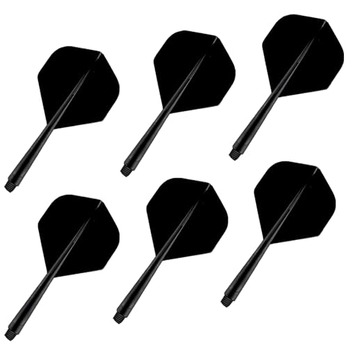 GooLife 6 Stück Dart Schäfte und Dart Flights,Dart Zubehör für Darts Dartpfeil Spiel, Schwarz,2BA von GooLife