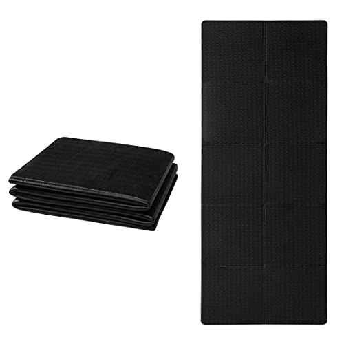 Good Nite Klappbare Yogamatte Rutschfest Tragbare Fitnessmatte Faltbar Leicht Gymnastikmatte Pilates Sport Reiseyogamatte 183 x 61 x 0.6 cm (Schwarz) von Good Nite