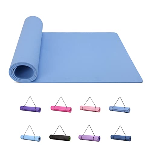 Good Nite Yogamatten Für Frauen Rutschfeste Strukturierte Oberflächen Gymnastikmatte Yoga Matte Dick 10mm Mit Tragegurt Tpe-Übungsmatte Für Yoga Pilates Gymnastik (183X61cm) (Blau) von Good Nite