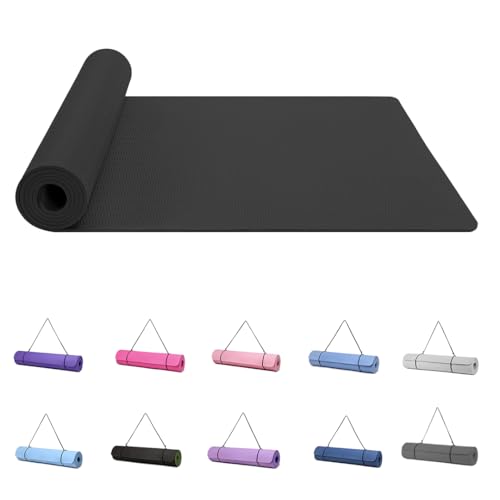 Good Nite Yogamatte, Trainingsmatte, Workout, Pilates, Fitnessmatte für Damen und Herren, rutschfest, Dicke, 6 mm, hochdichte Gymnastikmatten mit Tragegurt, TPE Good Nite Yogamatte, Trainingsmatte, Workout, Pilates, Fitnessmatte für Damen und Herren, rutschfest, Dicke, 6 mm, hochdichte Gymnastikmatten mit Tragegurt, TPE von Good Nite
