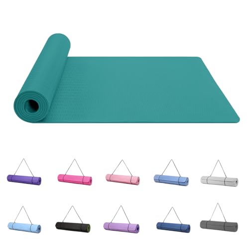 Good Nite Yogamatte, Trainingsmatten, Workout, Pilates, Fitnessmatte für Damen und Herren, rutschfest, Dicke, 6 mm, hochdichte Gymnastikmatten mit Tragegurt, TPE, Schwarz Good Nite Yogamatte, Trainingsmatten, Workout, Pilates, Fitnessmatte für Damen und Herren, rutschfest, Dicke, 6 mm, hochdichte Gymnastikmatten mit Tragegurt, TPE, Schwarz von Good Nite