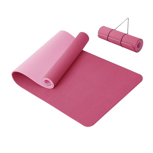 Good Nite Yogamatte, dick, 10 mm, TPE, Yogamatten für Damen und Herren, rutschfeste Gymnastikmatten für Zuhause, Fitness, Workout-Matte, Pilates, 183 x 61 x 1 cm, Rot Pflaume/Rosa von Good Nite