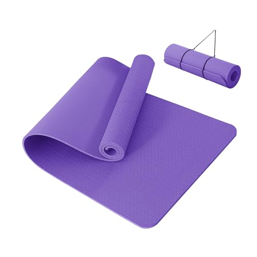 Good Nite Yogamatte, dick, 10 mm, TPE, Yogamatten für Damen und Herren, rutschfeste Gymnastikmatten für Zuhause, Fitness, Workout-Matte, Pilates, 183 x 61 x 1 cm (Edo Purple) von Good Nite