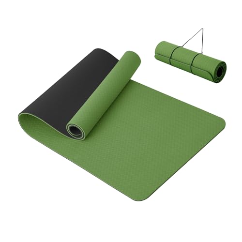 Good Nite Yogamatte, dick, 10 mm, TPE, Yogamatten für Damen und Herren, rutschfeste Gymnastikmatten für Zuhause, Fitness, Workout-Matte, Pilates, 183 x 61 x 1 cm (grün/schwarz) von Good Nite