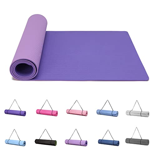 Good Nite Yogamatten Für Frauen Rutschfeste Strukturierte Oberflächen Gymnastikmatte Yoga Matte Dick 6 mm Mit Tragegurt Tpe-Übungsmatte Für Yoga Pilates Gymnastik (183X61cm) von Good Nite