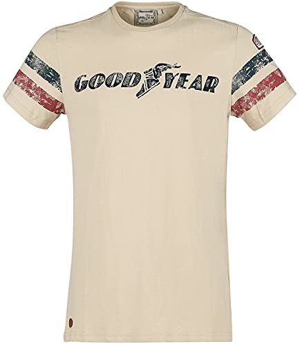 Goodyear Grand Bend Männer T-Shirt beige L 100% Baumwolle Biker, Rockabilly, Rockwear, Streetwear von Goodyear