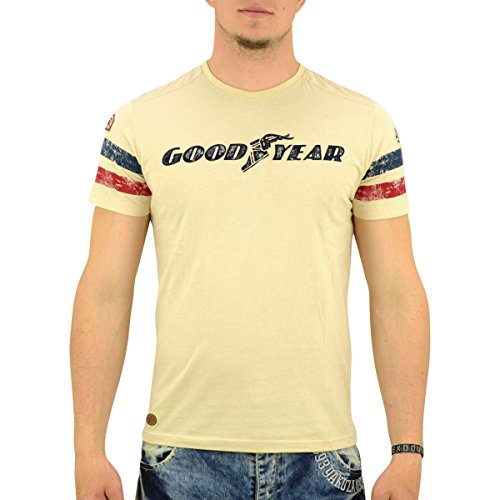 Goodyear Grand Bend Männer T-Shirt beige S 100% Baumwolle Biker, Rockabilly, Rockwear, Streetwear von Goodyear