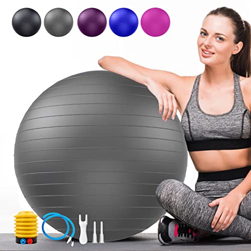 Weich Gymnastikball Groß, Berstschutz Sitzball büro Ergonomisch Unterstützt 2200lbs, Yoga Ball Softball Fitnessball mit Pumpe für Schwangerschaft Balancegeräte Gymnastik Exercise Gym Fitness Pilates von Goonidy