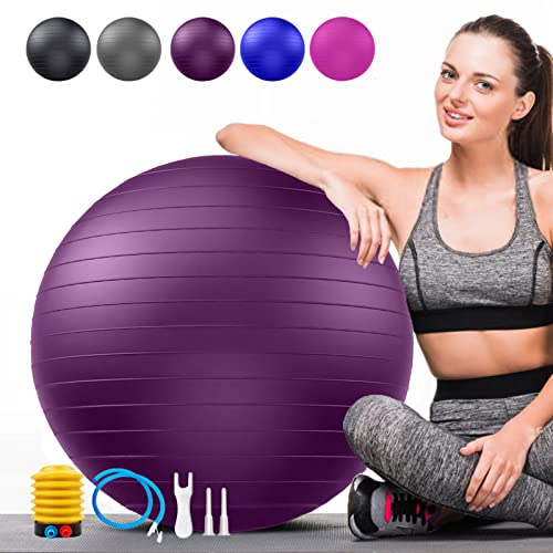 Weich Gymnastikball Groß, Berstschutz Sitzball büro Ergonomisch Unterstützt 2200lbs, Yoga Ball Softball Fitnessball mit Pumpe für Schwangerschaft Balancegeräte Gymnastik Exercise Gym Fitness Pilates von Goonidy