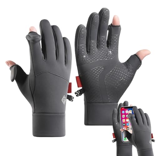 Goowafur Touchscreen-Handschuhe,Wanderhandschuhe | 2 Cut Fingers Design rutschfeste Handschuhe - Eisangelausrüstung, Unisex-Winterhandschuhe für Motorradfahren, Pendeln von Goowafur