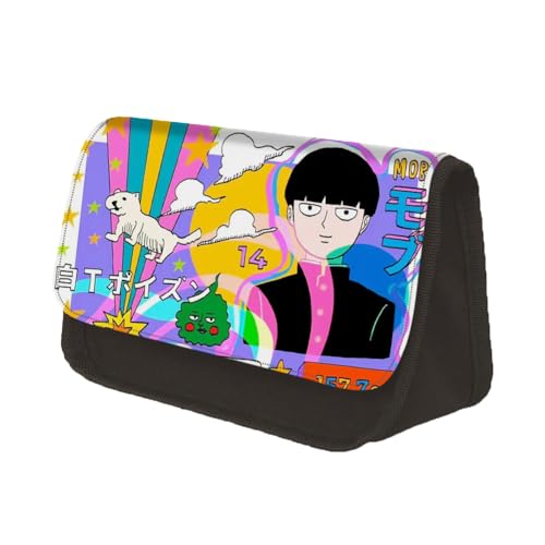 Gooyeh Anime Federmappe Mob Psycho 100 Kageyama Shigeo/Reigen Arataka Federmäppchen 2 Fächer, Mädchen/Jungen Anime Federtasche Für Schule von Gooyeh